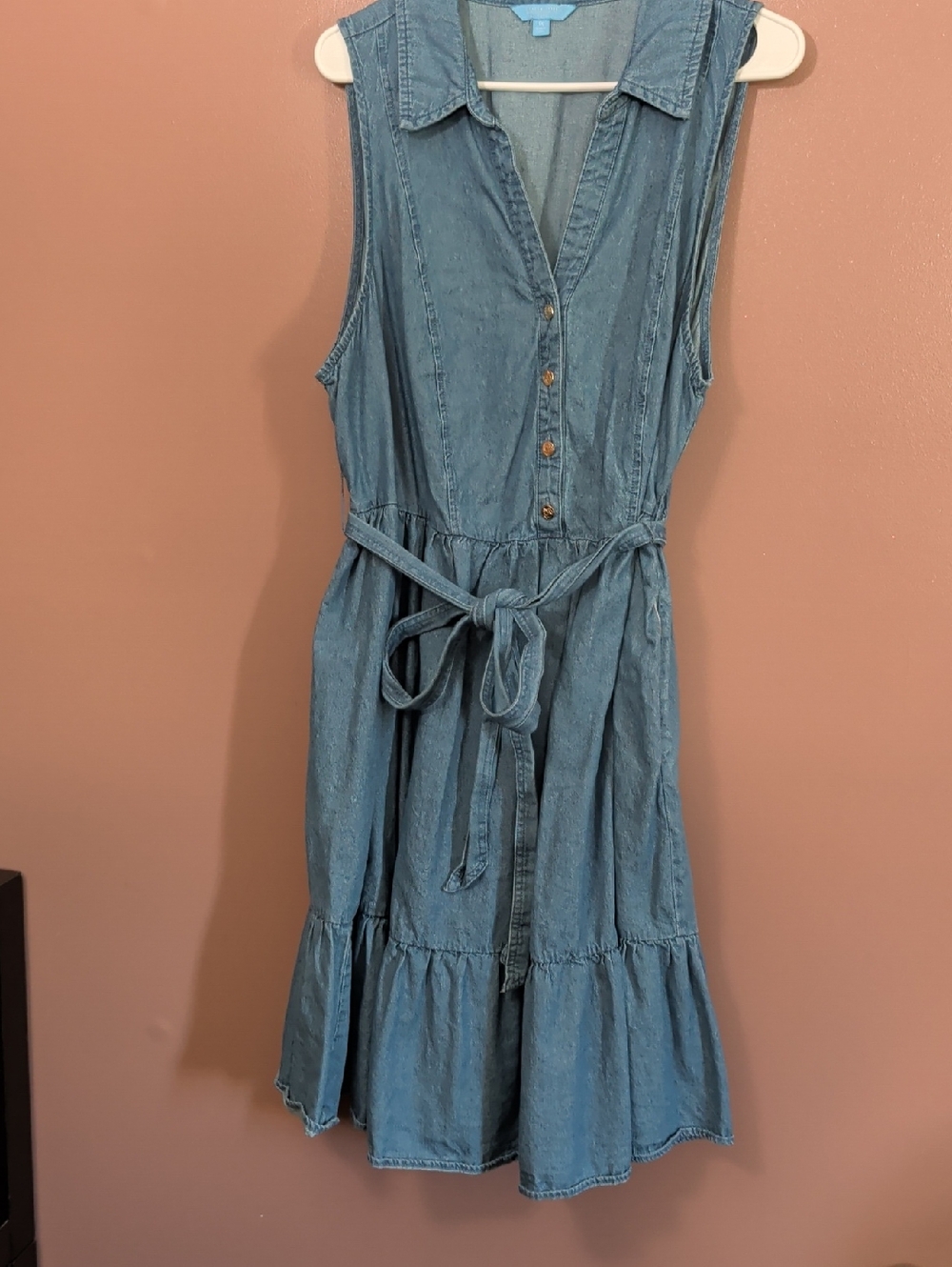 Draper James Sleeveless Chambray Midi Dress - Blue
